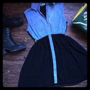 ❌SOLD❌ blue jean dress with lace