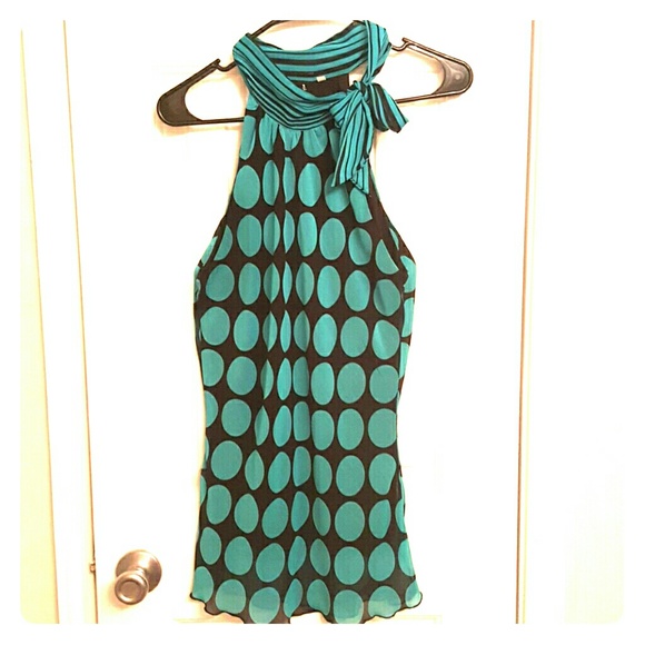 Turquoise and black top