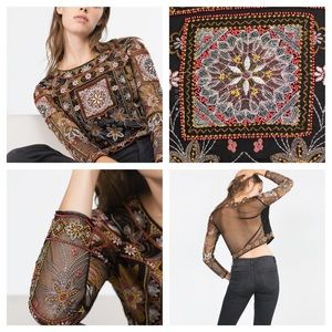 Zara Embroidered Top, Size S