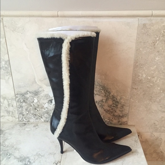 New Charles David Boots w/ Shearling Trim 8.5m