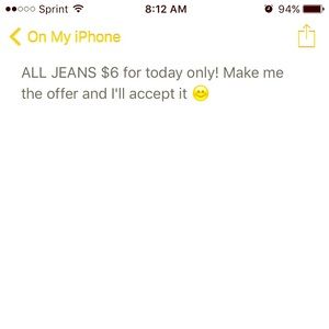 ALL JEANS $6 today only!