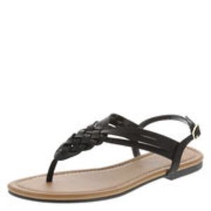 Woven flat sling sandal