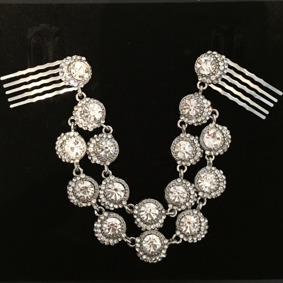 T&J Designs Accessories - Luxe Silver Double Chain Crystal Hair Comb