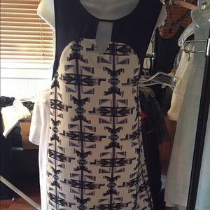 Aztec simple shift dress with chiffon cutouts