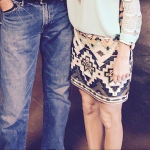 Express sequence turquoise skirt