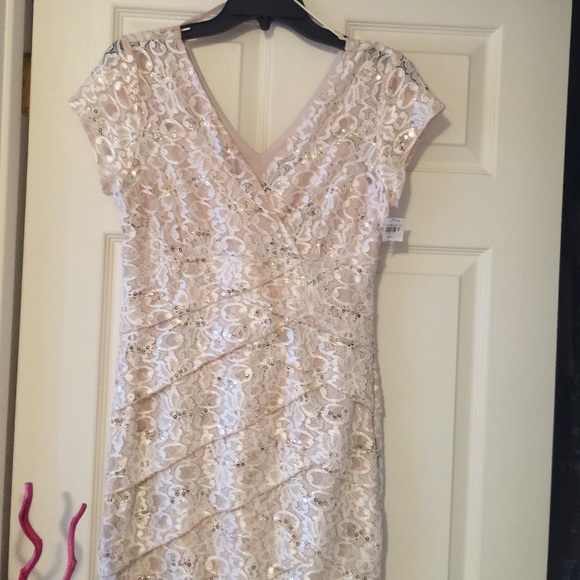 Gold infused lace dress NWT