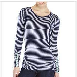 Navy and white striped top