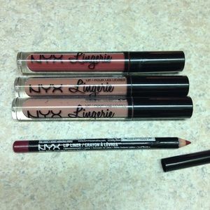 Lot of NYX lingerie liquid lipsticks & lip pencil