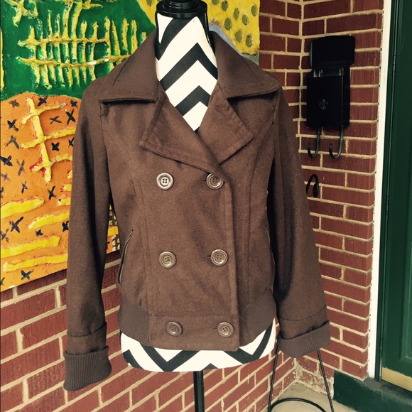Ambiance Dark Brown Pea Coat Jacket - Picture 4 of 4