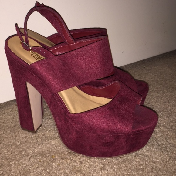 Burgundy chunky heels