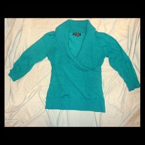 INC Teal Faux Wrap Sweater