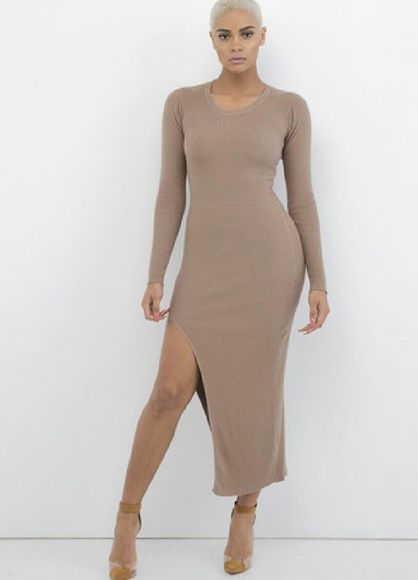 Taupe hi slit maxi - Picture 3 of 3