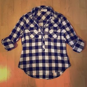 Love Tree fitted flannel button up L