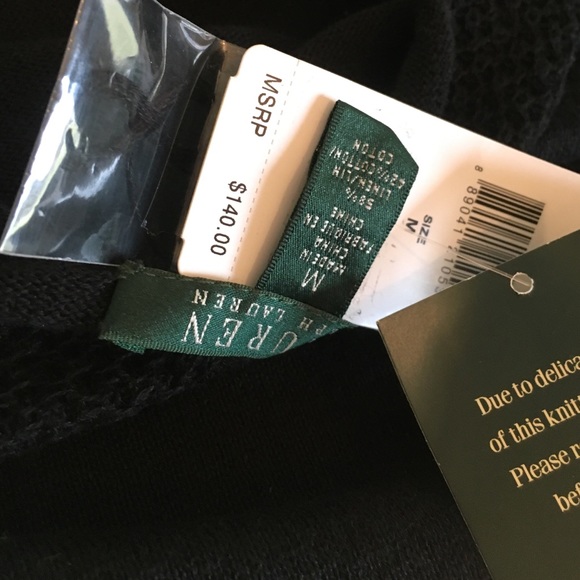 RALPH LAUREN Sway Black Knit Cardigan 3/4 Sleeve - Picture 3 of 4