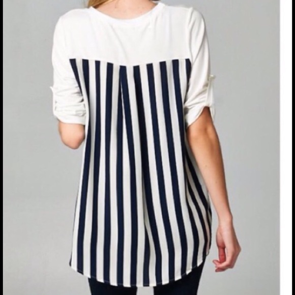 Chiffon and Striped Back Tunic - Picture 3 of 3