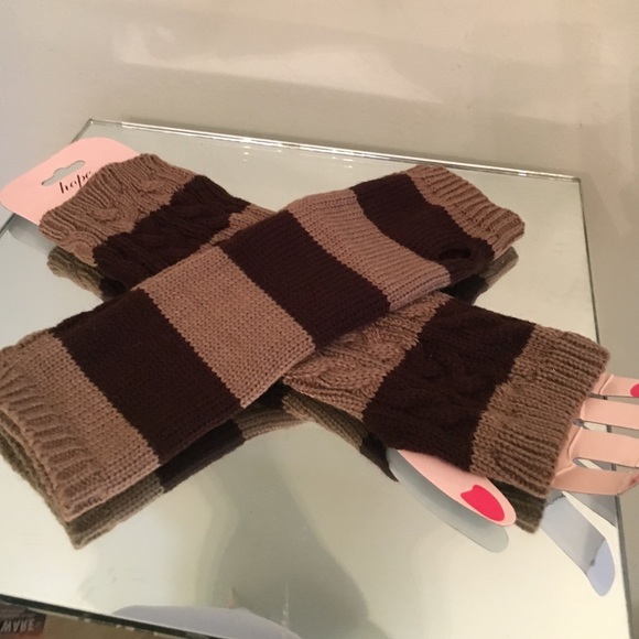 HP-BEAUTIFUL BROWN on BROWN Fingerless mid gloves - Picture 3 of 4