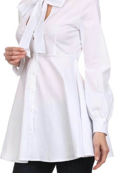 White bow tie button up shirt - Picture 2 of 3