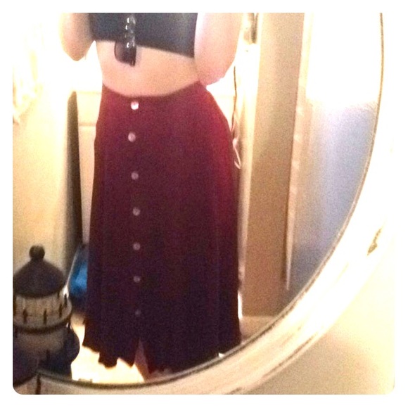 Red Button Midi Skirt