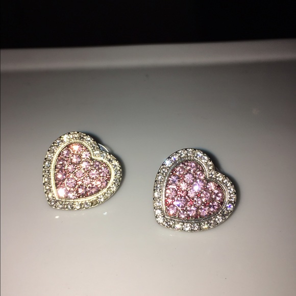 Pink an white rhinestone earrings