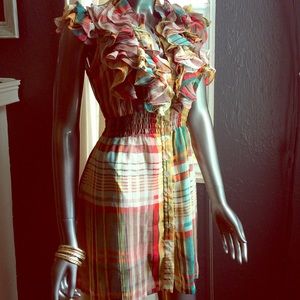 Vintage style ruffle front dress