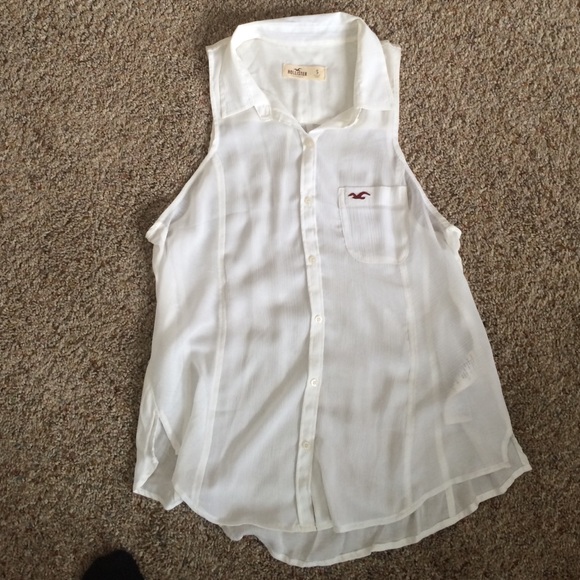 Hollister white sleeveless shirt
