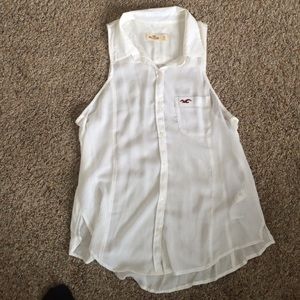 Hollister white sleeveless shirt