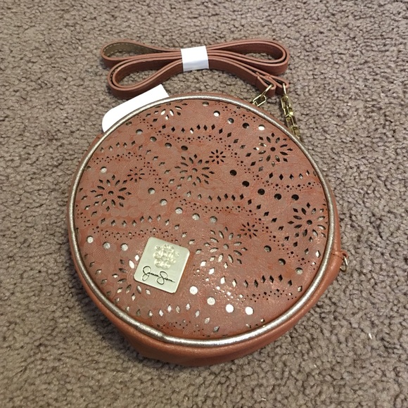 JESSICA SIMPSON Perforated Brown Crossbody Dot Bag