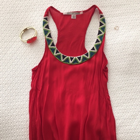 Beaded red 100% viscose top