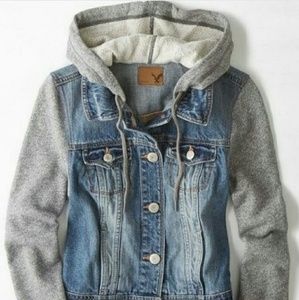 AE Denim Vested Hoodie M