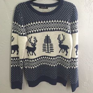Navy and cream reindeer sweater