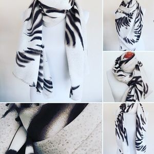 Zebra White and Black Scarf Women Accessories
