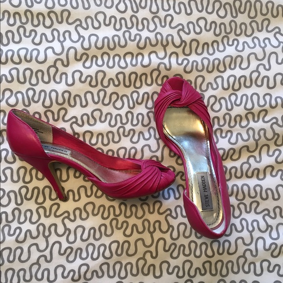 Pink magenta peep toe heels