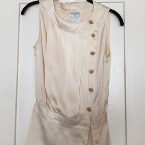 Chanel cream silk blouse small