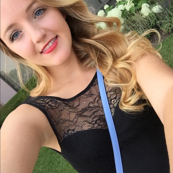 Black open back lace dress