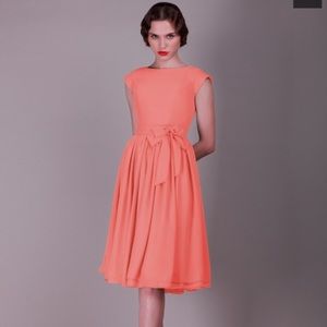 CAP SLEEVED DRESS WITH FAUX BUTTONS