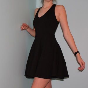 Short black v-neck dress