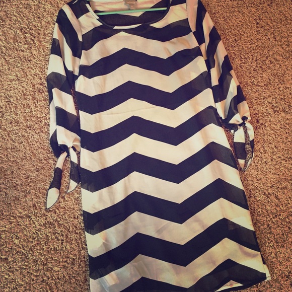 Black and white chevron dress