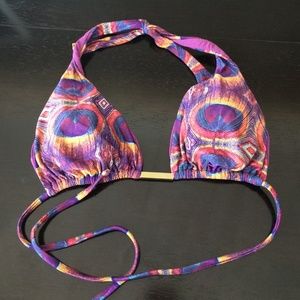 VIX Purple Peacock Bathing Suit Top Large