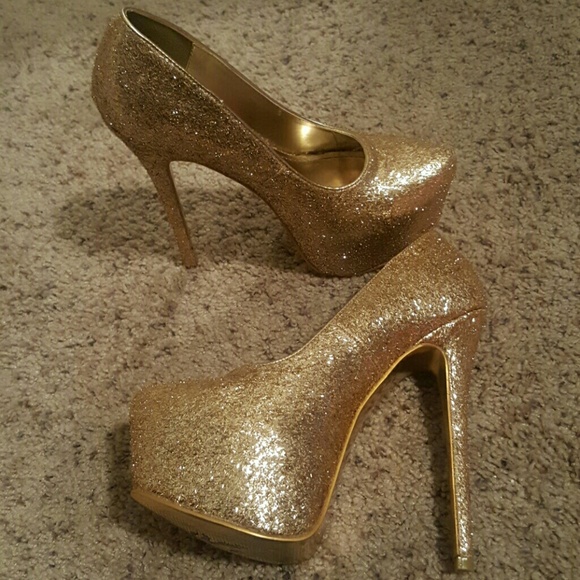 Gold high heels