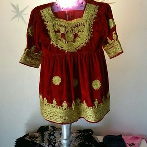 Vintage Red velvet little girl dress