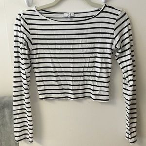 Tobi Black White Striped Crop Top