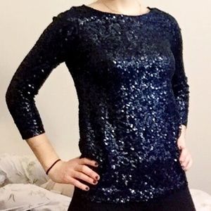 🎉 J. Crew | Blue Sequined 3/4 Top