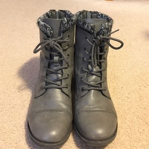 Grey combat boots