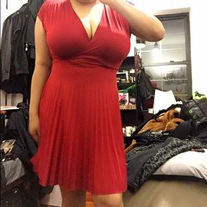 Ruby Red Pleated Dress
