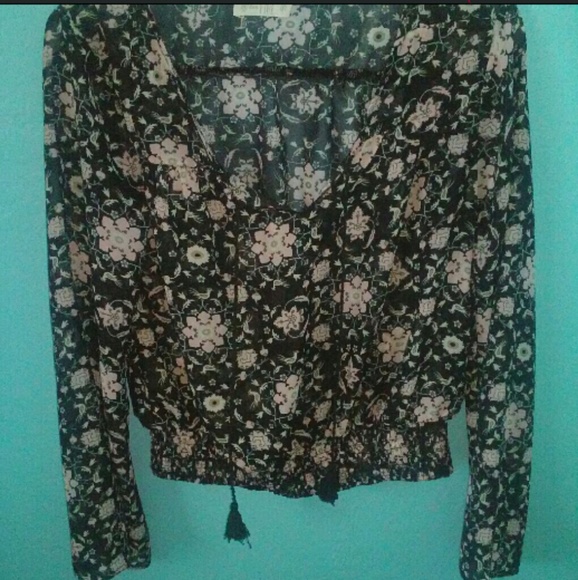 Cute sheer black and pink top