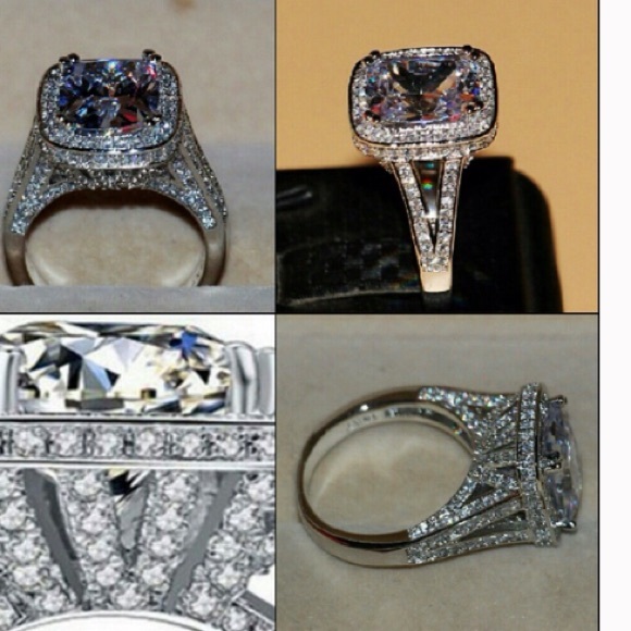 silver size 8. /10 ctw SIM DIAMOND wedding ring - Picture 4 of 5