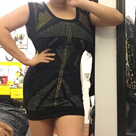 Gem Embroidered Body Con Mini Dress