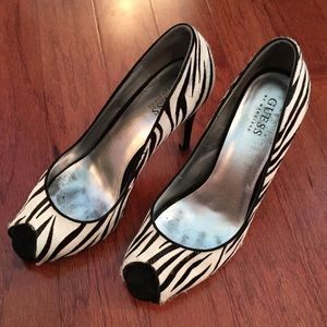 Guess Zebra Fur Pumps