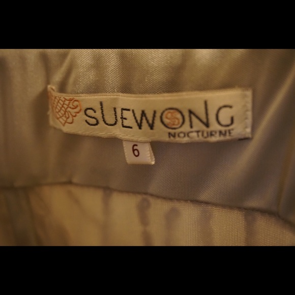 Sue Wong Champagne and Silver Feather Dress: SOLD! - Picture 3 of 4