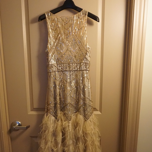Sue Wong Champagne and Silver Feather Dress: SOLD! - Picture 4 of 4